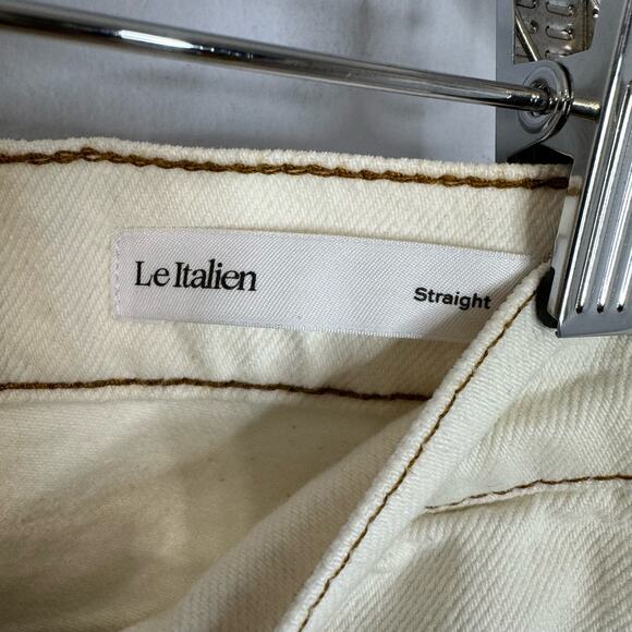Frame Le Italien Straight Jeans High Rise Cream Rigid Denim Cream Preppy Sz 25 - Picture 9 of 15